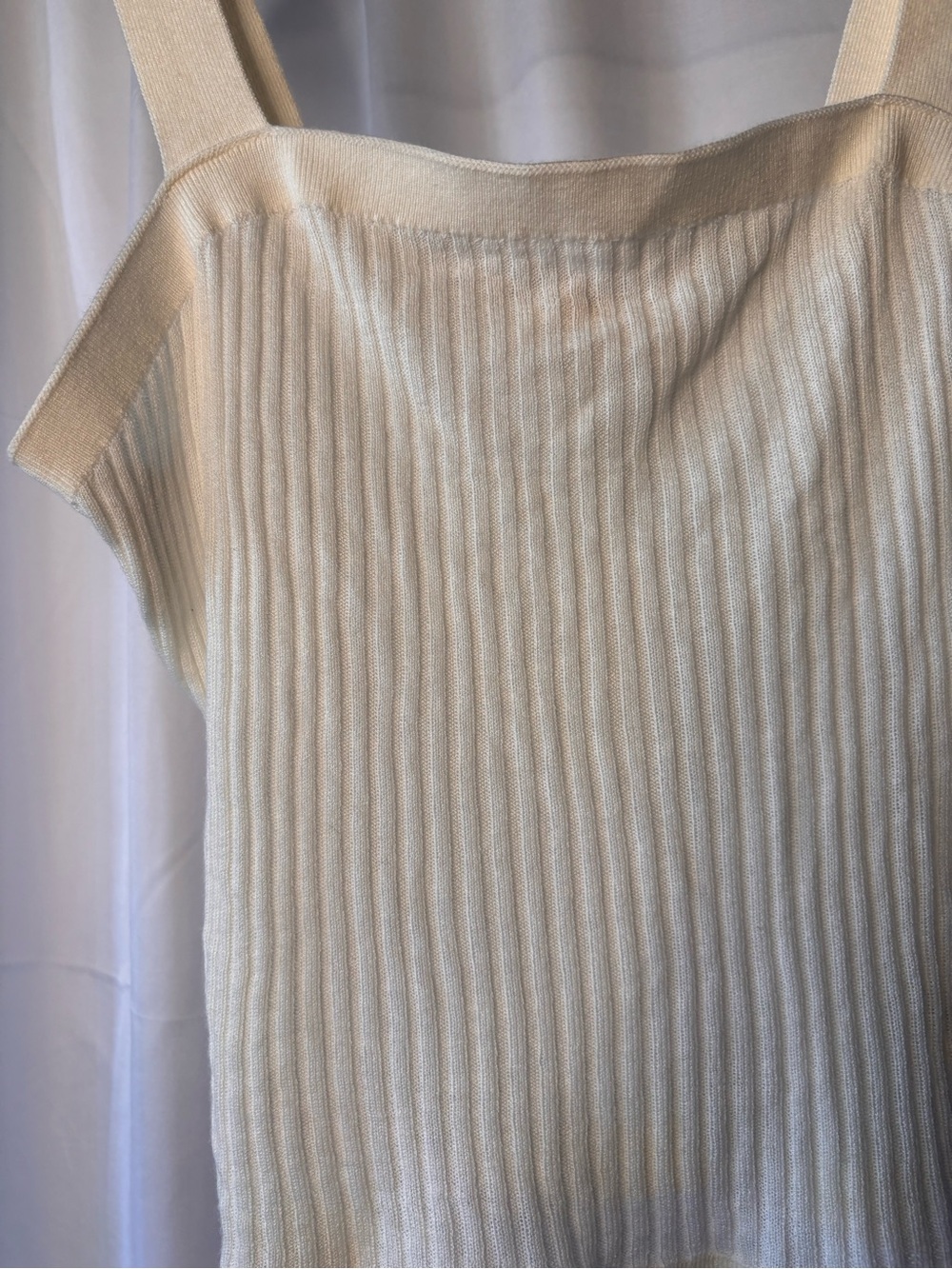 Marled Cream Ribbed Square-Neck Tank - Picture 2 of 5